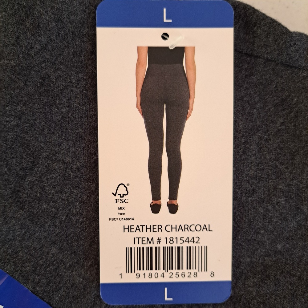 Max & Mia French Terry Leggings Women L Gray NWT High Waist 822-223-CB5 - Picture 2 of 3